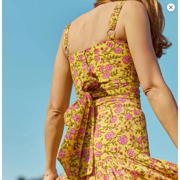 Eddy Yellow Pink Amber Fuschia Floral Carolyn Cross-Bust Top Size 4 NEW NWT - Picture 5 of 10